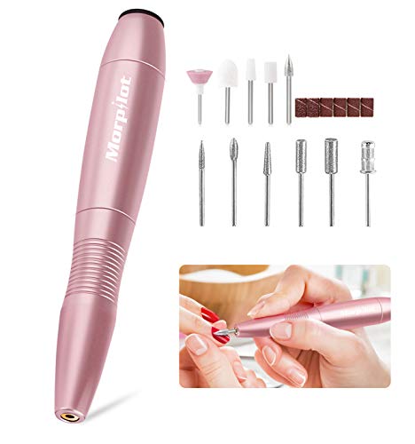 Torno de Uñas Profesional de 20000 RPM, morpilot Kit Taladro del Clavo 11 en 1 Máquina Electrónica de Manicura y Pedicura para Hogar y Salón, Un Regalo Perfecto para Mujer