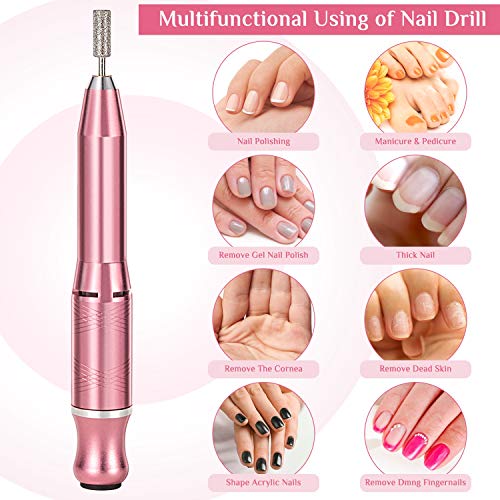 Torno para Uñas, Aiemok 11 in 1 Portátil Kit de Lima de Uñas Eléctrica, Ajustable Set Manicura y Pedicura Electrico Profesional para Salón de Manicura, Uso Diario en Casa