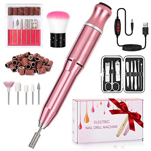 Torno para Uñas, Aiemok 11 in 1 Portátil Kit de Lima de Uñas Eléctrica, Ajustable Set Manicura y Pedicura Electrico Profesional para Salón de Manicura, Uso Diario en Casa