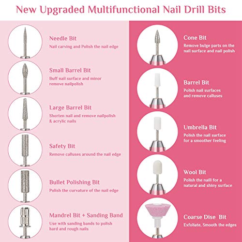 Torno para Uñas, Aiemok 11 in 1 Portátil Kit de Lima de Uñas Eléctrica, Ajustable Set Manicura y Pedicura Electrico Profesional para Salón de Manicura, Uso Diario en Casa