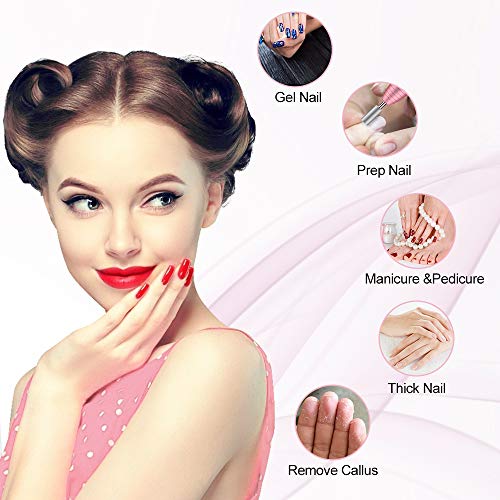 Torno para Uñas, EKUPUZ Lima Uñas Electrica Portátil de 20000 RPM, Kit de Manicura y Pedicura Eléctrico Profesional Vlocidad Ajustable con Set de 11 Tipos de Brocas para Remover Gel Acrílico