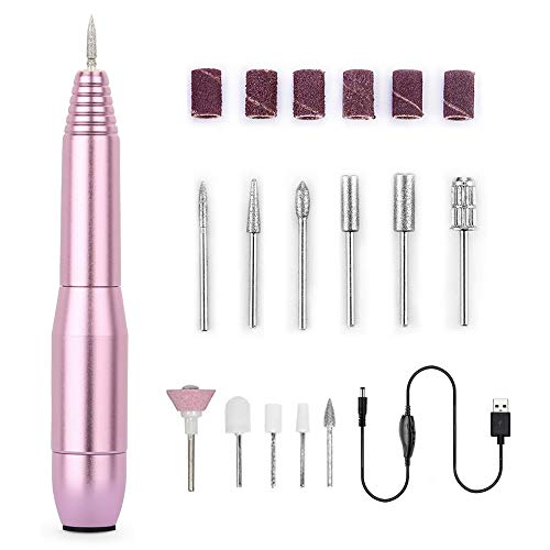 torno para uñas– Rantizon torno para uñas acrilicas 20,000rmp Torno de Uñas Maquina Eléctrica de Manicura y Pedicure, 6 Aguja de Pulido + 6 +24 pcs Bandas de Lijado, para Hogar y Salón