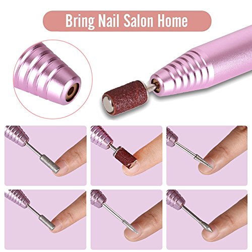torno para uñas– Rantizon torno para uñas acrilicas 20,000rmp Torno de Uñas Maquina Eléctrica de Manicura y Pedicure, 6 Aguja de Pulido + 6 +24 pcs Bandas de Lijado, para Hogar y Salón