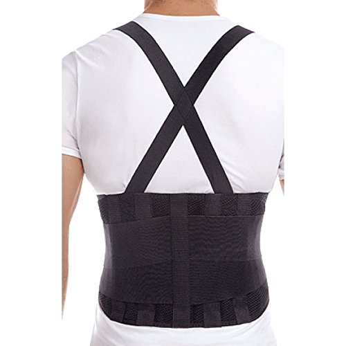TOROS-GROUP Faja para la espalda con tirantes, apoyo lumbar, culturismo/halterofilia/levantamiento de pesas Unisex Large Negro