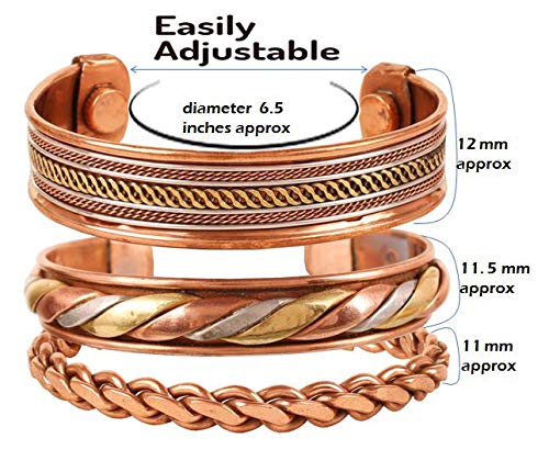 Touchstone India tibetana Espiritual Buda Pulsera Tres Metal Cobre latón Paz curación Chakra Yoga meditación Mantra joyería para Mujer Cobre 1