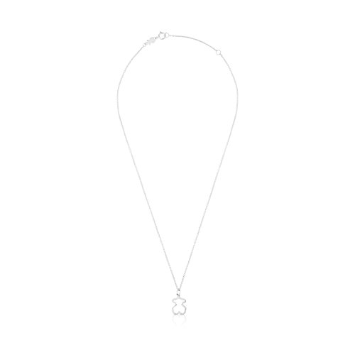 TOUS Galaxy - Collar y Colgante con Silueta de Oso, Plata de Primera Ley - Motivo: 1,2 cm, Largo: 45 cm