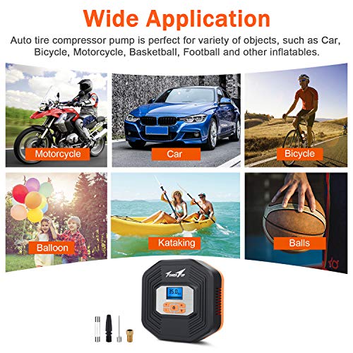 TowerTop Compresor Aire Portátil, 12V Inflador Digital Coche, Bomba Aire Coche, LCD Pantalla Digital, Auto Examinar Presión para Coche, Otros Inflables