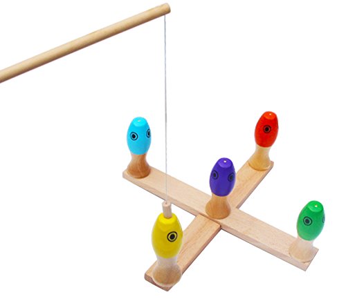 TOWO Juguetes de Madera Quiots - Juego de punteria: Juego de Lanzamiento de Anillos, Juego de Pesca y Juego de Bolos - Juegos Deportivos 3 en 1 para 3 años y mas - Juego de Habilidad para Niños
