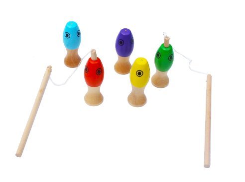 TOWO Juguetes de Madera Quiots - Juego de punteria: Juego de Lanzamiento de Anillos, Juego de Pesca y Juego de Bolos - Juegos Deportivos 3 en 1 para 3 años y mas - Juego de Habilidad para Niños