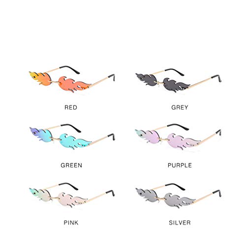 TOYANDONA 1Pcs Gafas de Sol de Llama de Moda Gafas de Sol de Onda sin Montura para Gafas de Fiesta Unisex-Adultas (Rosa)