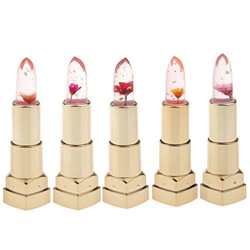 Toygogo Flower Inside Magic Clear Jelly CAMBIO DE TEMPERATURA COLOR Lápiz Labial Bálsamo Labial Transparente Bálsamo - Impermeable Fragancia Afrutada Hidratan - Rosado