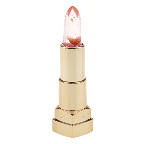 Toygogo Flower Inside Magic Clear Jelly CAMBIO DE TEMPERATURA COLOR Lápiz Labial Bálsamo Labial Transparente Bálsamo - Impermeable Fragancia Afrutada Hidratan - Rosado