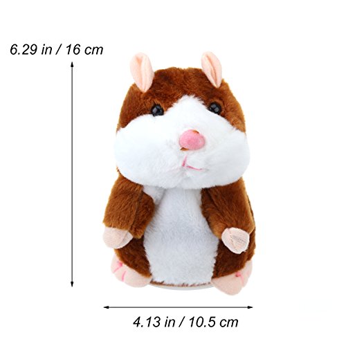 TOYMYTOY Juguete hámster de hablando Repite lo Que Dices Hamster Interactivo Peluche Habla juguete para regalo de niños, pilas no incluidas (Marrón claro)