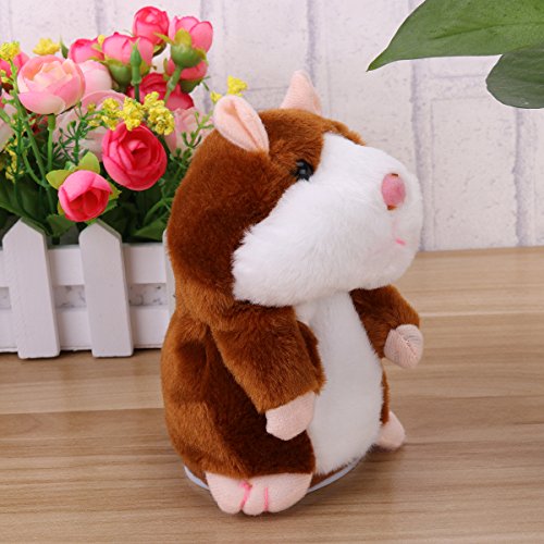 TOYMYTOY Juguete hámster de hablando Repite lo Que Dices Hamster Interactivo Peluche Habla juguete para regalo de niños, pilas no incluidas (Marrón claro)