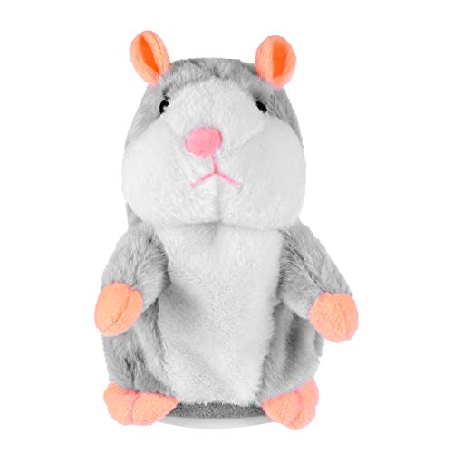 Toyvian El Juguete de Peluche Divertido de Hamster parlante Repite lo Que Dices. Juguete Interactivo de Juguete Relleno de Registro electrónico 1pcs (Gris, no Incluye baterías)