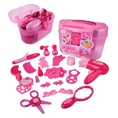 Toyvian Juguetes Kit de Maquillaje Juguete para niña Juego de imaginación Estación de peluquería Secador de Pelo Cepillo para Espejos Accesorios