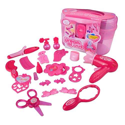 Toyvian Juguetes Kit de Maquillaje Juguete para niña Juego de imaginación Estación de peluquería Secador de Pelo Cepillo para Espejos Accesorios