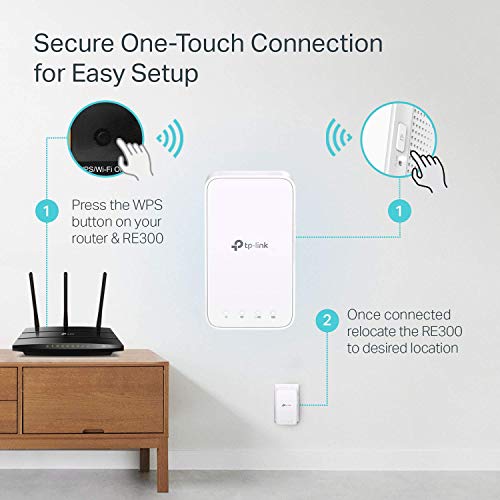 TP-Link RE300 AC1200 - Repetidor de WiFi inteligente sin interrupción (Amplificador de WiFi, One Mesh con smart Roaming, Doble banda high speed, soporta hasta 32 dispositivos simultáneamente