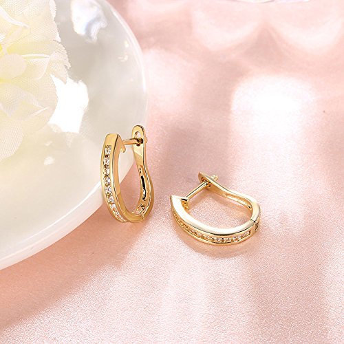 TPHui Pendientes para mujer Pendientes pequeños de oro Pendientes de aro Joyas para mujer Circonio cúbico Pendientes de aro de cristal Pendientes de oro amarillo de 18K