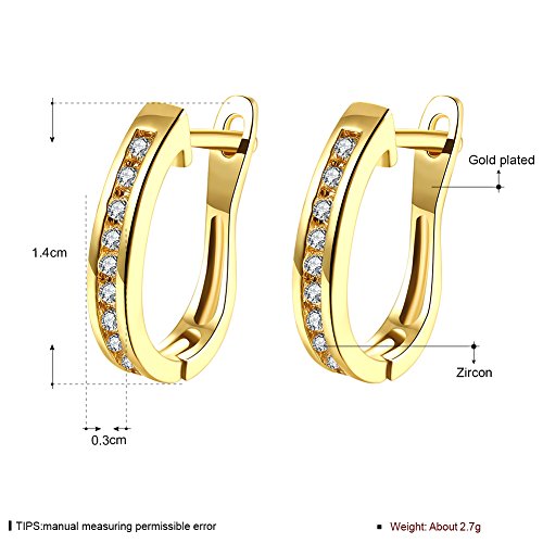 TPHui Pendientes para mujer Pendientes pequeños de oro Pendientes de aro Joyas para mujer Circonio cúbico Pendientes de aro de cristal Pendientes de oro amarillo de 18K