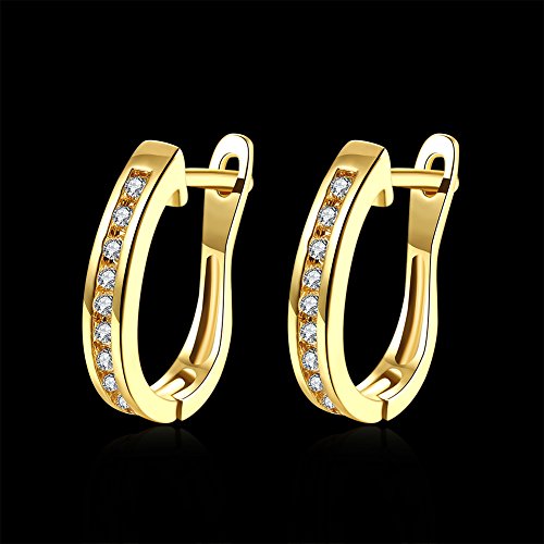 TPHui Pendientes para mujer Pendientes pequeños de oro Pendientes de aro Joyas para mujer Circonio cúbico Pendientes de aro de cristal Pendientes de oro amarillo de 18K