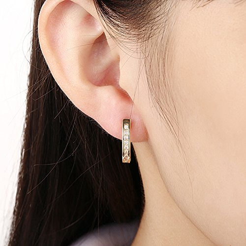 TPHui Pendientes para mujer Pendientes pequeños de oro Pendientes de aro Joyas para mujer Circonio cúbico Pendientes de aro de cristal Pendientes de oro amarillo de 18K