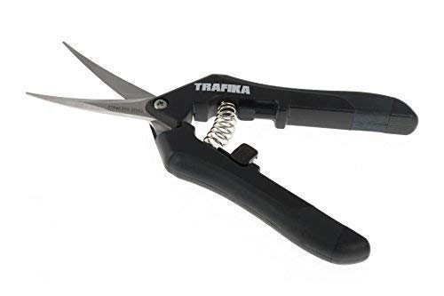TRAFIKA Tijeras de Podar con Cuchilla Curva/ Tijeras de Cultivo / 100% INOX / Extra Afiladas / Ergonómicas / Diseñadas para Cortes de Alta Precisión /Aptas para Hidroponía