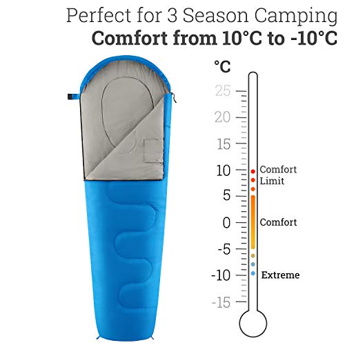 Trail Saco Dormir Momia Estándar Adulto, Aire Libre, Camping, Senderismo, 3 Estaciones: Primavera, Otoño, Invierno, 300 g/m2, Impermeable, Acampada, Bolsillo Interior, Bolsa Compresión Ultraligera
