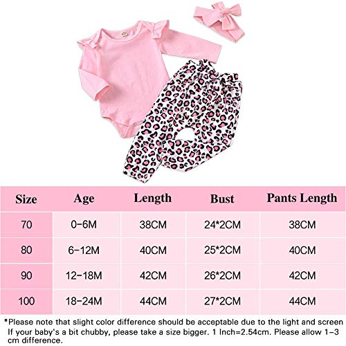 Traje de Primer cumpleaños para niñas, Mameluco con Volantes de Princesa Infantil, Mono Rosa de Manga Larga, Pantalones de Leopardo, Adecuado para Todas Las Estaciones