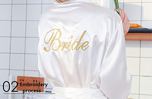 Trajes de Maquillaje de satén Pijamas para Mujeres en Kimono - Pijamas para Vestidos de Novia de Mujer Vestidos y Kimono (L, Rojo)