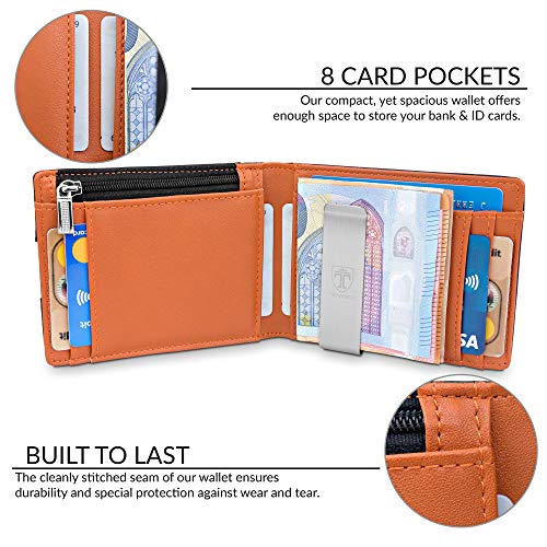 TRAVANDO Cartera con Pinza para Billetes London Bloqueo RFID | Seguridad | Tarjetero Hombre Slim | Billetero | Cartera pequeña de Viaje | Estuche, Protege Tarjetas de crédito (Negro)