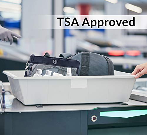 TRAVANDO ® Neceser transparente, 7 envases impermeables (max.100ml) - 1l de capacidad - bolsa de cosméticos, equipaje de mano - transporte de líquidos en el avión, botella set de viaje - hombre, mujer