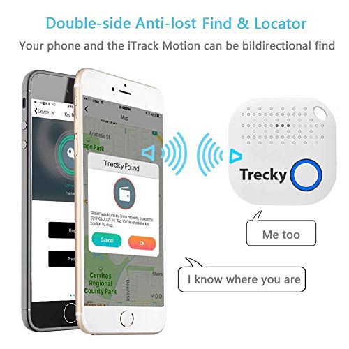 Trecky Buscador de Llave, Anti perdida Mini Localizador y Rastreador Alarma para Buscar o Perseguir Carteras/Monedero/Niños/Mascotas/Llaves/Teléfono para iOS/Android (Blanco)