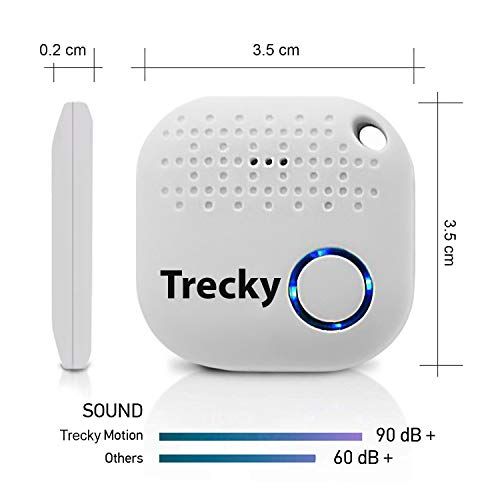 Trecky Buscador de Llave, Anti perdida Mini Localizador y Rastreador Alarma para Buscar o Perseguir Carteras/Monedero/Niños/Mascotas/Llaves/Teléfono para iOS/Android (Blanco)