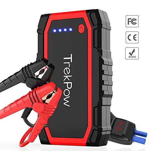 TrekPow A18 Arrancador de Coches 800A, Jump Starter con Pinzas Inteligentes, Banco de Baterías con USB QC3.0 & Tipo C, Diseñado para 12V 6L Diésel y 5L Gasolina