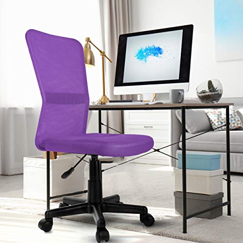 TRESKO Silla de Oficina Escritorio giratoria, Disponible en 7 Variantes de Colores, con Ruedas para Suelos Duros, Regulable en Altura de Forma Continua, Respaldo ergonómico (Púrpura)