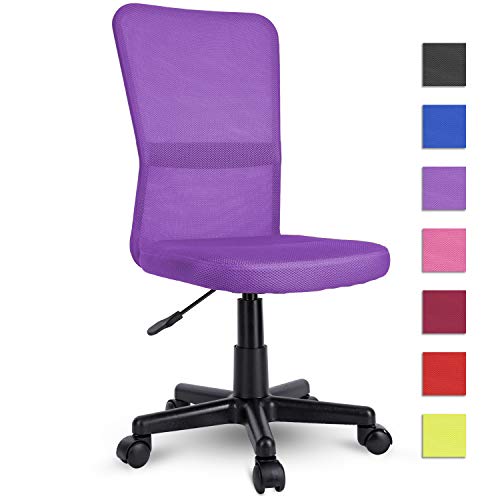TRESKO Silla de Oficina Escritorio giratoria, Disponible en 7 Variantes de Colores, con Ruedas para Suelos Duros, Regulable en Altura de Forma Continua, Respaldo ergonómico (Púrpura)