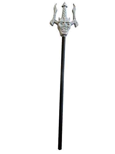 Tridente del diablo - muerte - calavera gris - extraíble - 51 cm - disfraces para niños - halloween - carnaval - accesorios - fiestas - adultos - unisex - idea de regalo original