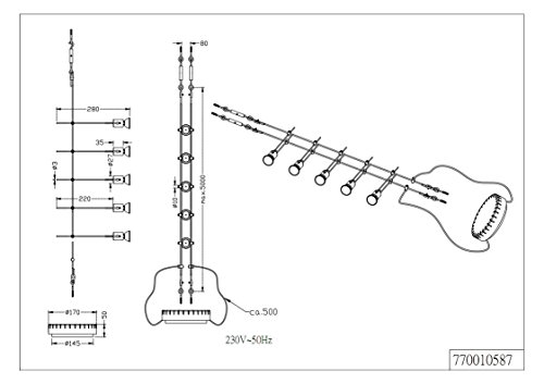 Trio Basic - Foco de 5 luces con GU5.3.LED incluidos y reemplazables. Instalación en techo o pared. Cuerpo metal níquel mate.