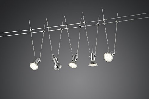 Trio Basic - Foco de 5 luces con GU5.3.LED incluidos y reemplazables. Instalación en techo o pared. Cuerpo metal níquel mate.