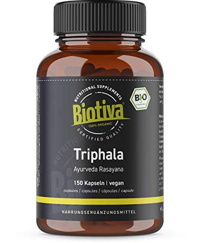 Triphala orgánico 150 cápsulas - 500 mg por cápsula - dosis de 75 días - triphala orgánico altamente dosificado - embotellado y verificado en Alemania (DE-ÖKO-005)