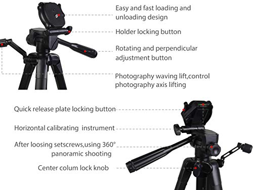 Trípode Móvil by CCRoom,Trípode para Cámara 127cm Trípode de Aluminio con Soporte de Teléfono Obturador Remoto Bluetooth