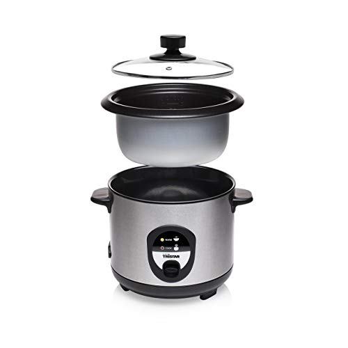 Tristar RK-6126 - Arrocera, Capacidad 1 litro, Función para Mantener el Calor, Apagado Automático, Incluye Taza Medidora, Espátula y Cuchara, 400 W