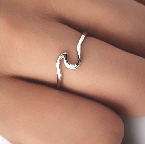 Troflink Anillos Banda de Eternidad Onda Anillo Onda Plata 925 de Muchachas de Mujeres Anillo del Buen Presente Regalos de San Valentín para Novias(Perímetro 62.1mm)