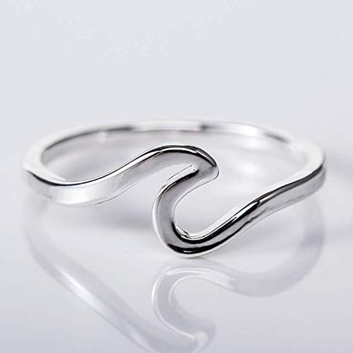 Troflink Anillos Banda de Eternidad Onda Anillo Onda Plata 925 de Muchachas de Mujeres Anillo del Buen Presente Regalos de San Valentín para Novias(Perímetro 62.1mm)