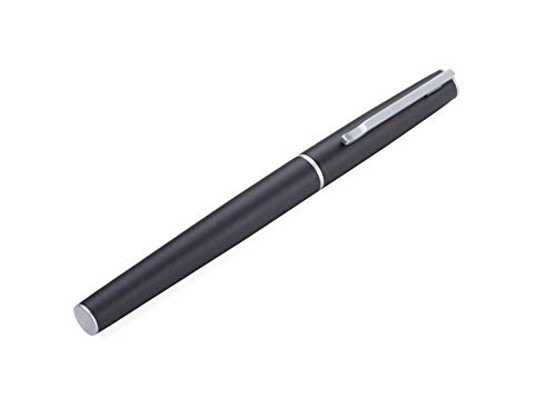 TROIKA PEN65/BK - Bolígrafo de punta redonda con tapa magnética, para fijación a punta o lápiz, mina Schneider Topball 850, acero inoxidable, latón satinado, mate, negro, gris, talla única, PEN65/BK
