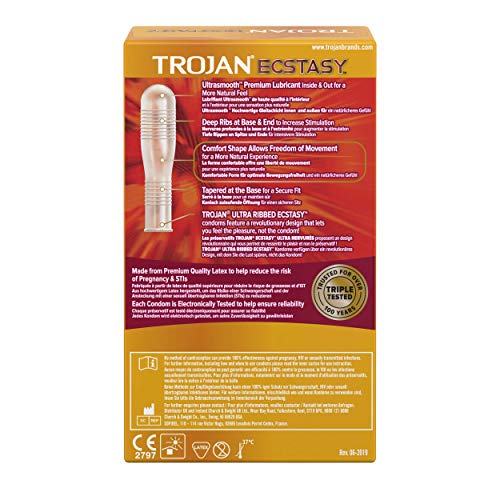 Trojan - Condones de látex lubricados extra, con acanalado que proporciona placer y seguridad