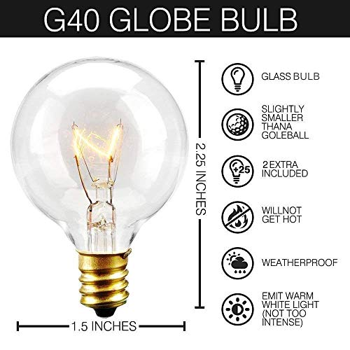 tronisky Guirnaldas Luminosas, Guirnalda de Luces Impermeable Guirnalda Cadena de Luces 7.62M con 25 G40 Bombillas Decoración Exterior y Interior para Jardín, Patio, Navidad, Casa, Boda