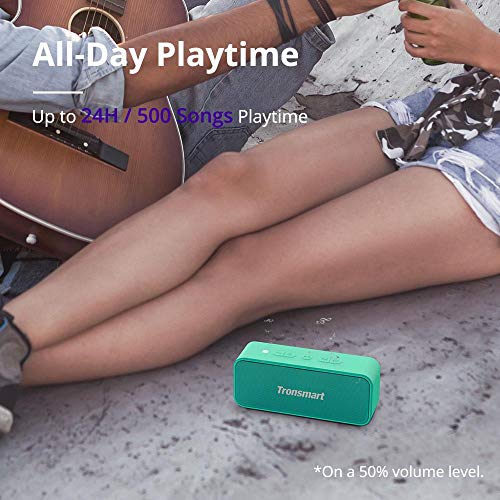 Tronsmart T2 Plus Altavoz Bluetooth 20W, Altavoz Portátil Exterior Impermeable IPX7, 24 Horas de Reproducción, Sonido Estéreo TWS, BT 5.0, Asistente de Voz y Manos Libres para Hogar, Aire Libre, Viaje