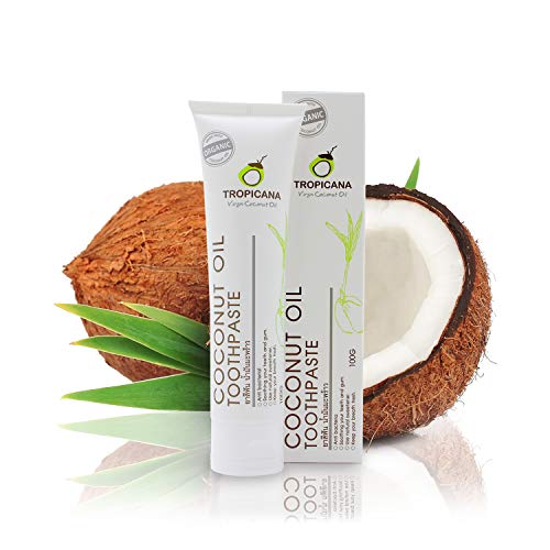 Tropicana Oil Pasta de Dientes con Aceite de Coco 100g | Pasta Dental libre de Flúor y Antibacteriana | Cosméticos Naturales | Hecha de Aceite de Coco Orgánico | 100% Natural y Apta para Niños